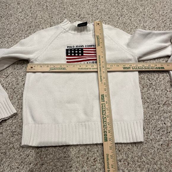 Polo Ralph Lauren Vintage American Flag Sweater Sz M White Mock Neck Preppy - Picture 5 of 7